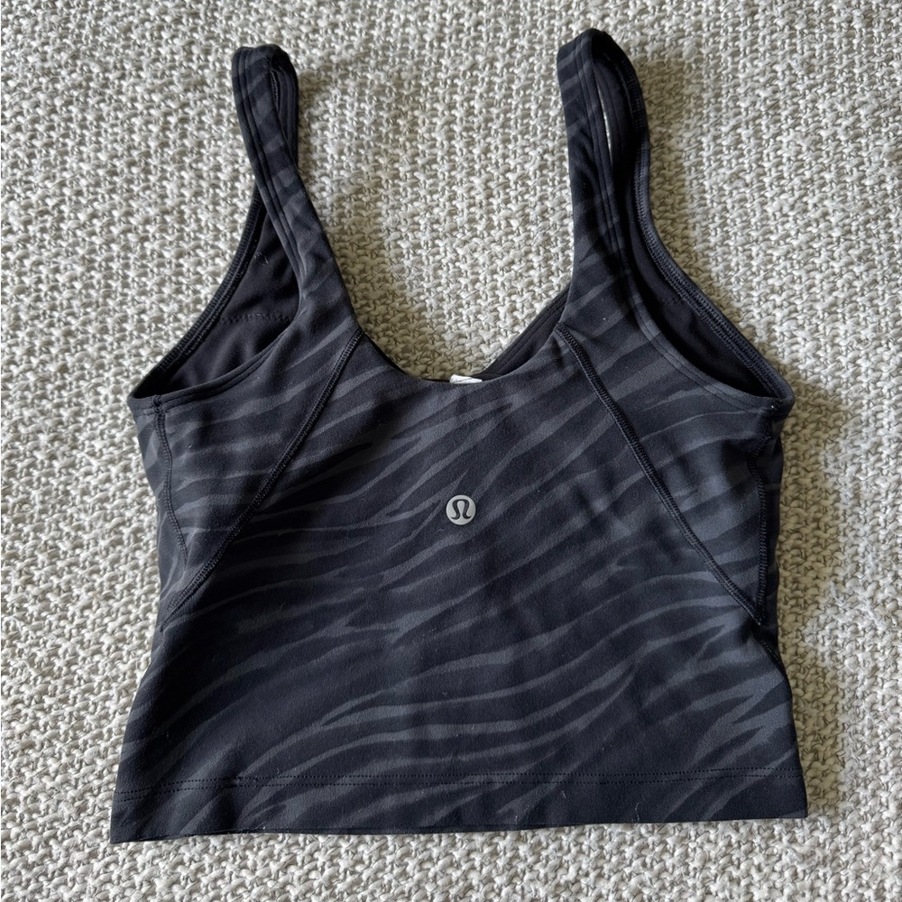 lululemon align tank top black grey zebra/animal print women size 2